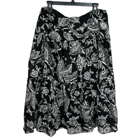 Lauren Ralph Lauren midi tiered flare floral print cotton skirt size L - Picture 1 of 10